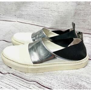 M.Gemi The Cerchio Silver Metallic Slip On Sneakers Italian Leather EU 38.5